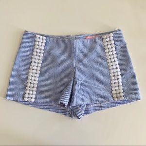 Lilly Pulitzer Blue/White Seersucker Shorts- 00